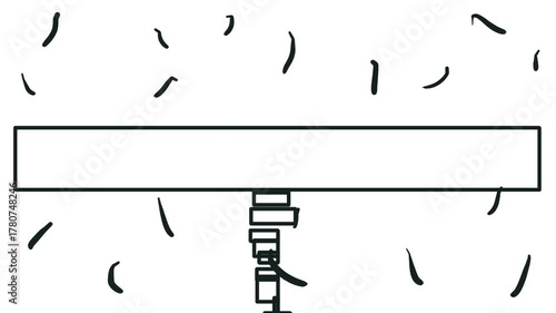 Between the lines, a wide, narrow frame on a leg in the form of figures twitches.