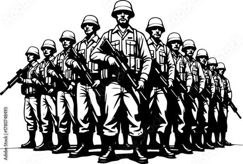 Army Soldiers Silhouette Formation