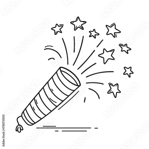 New Year fireworks launcher tube marked with star icons