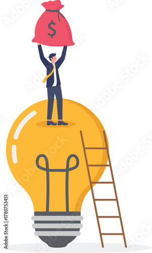 illustration of creativity in generating business ideas and innovations aimed at increasing profit and revenue
