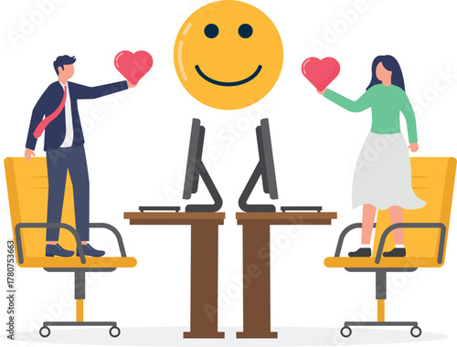  illustration of teamwork in business or business collaboration or joint venture to increase market attention
