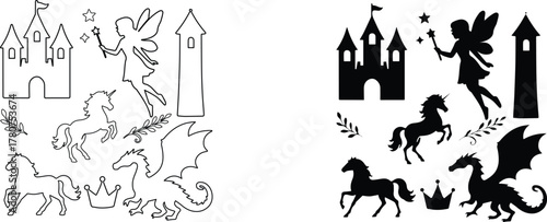 fairy tale  icon  vector graphic illustration  with white background flat hand made icon fill icon .