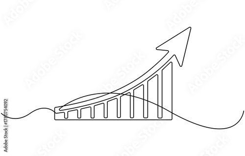 Growing graph in continuous line drawing style.