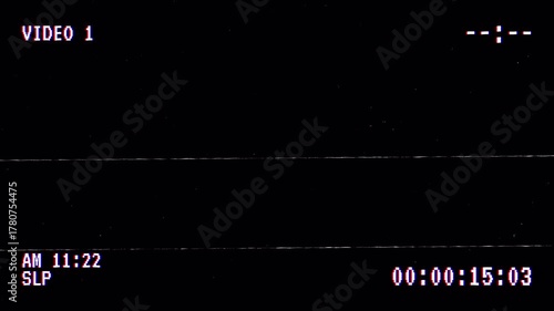 VCR Video VHS overlay video on black background 