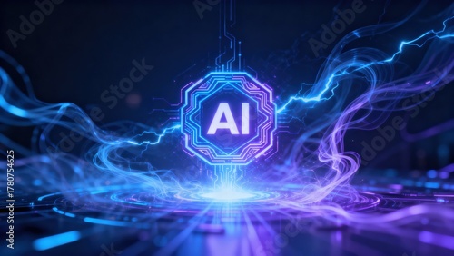 Abstract AI circuitry with glowing lines and vibrant colors.