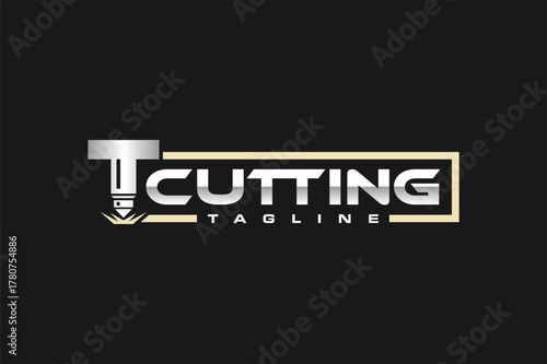 letter T cutting laser text logo