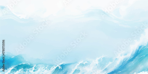 Abstract watercolor wave background light blue gradient wash perfect for summer designs and backgrounds