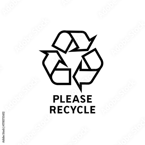Please Recycle Arrows Black Icon Vector