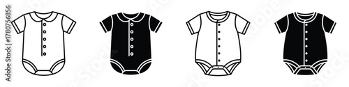 Baby onesie icon in linear and clipart style pack on white background.