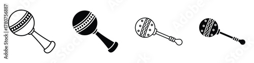 baby rattle icon in linear and clipart style pack on white background.