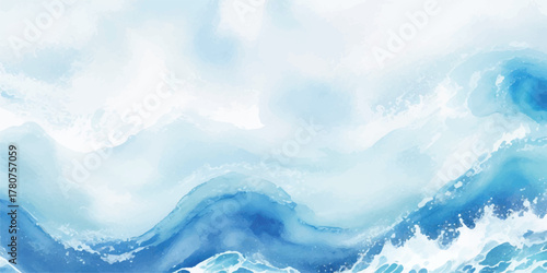 Watercolor ocean waves illustration abstract blue sea background perfect for summer designs and nautical themes
