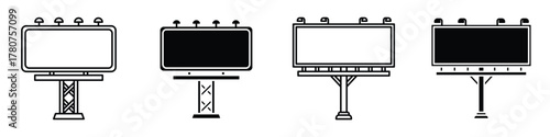 Billboard icon in linear and clipart style pack on white background.