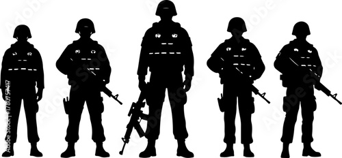 Kneeling Soldier with Rifle Silhouette Vector