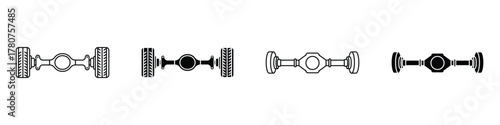 car axle icon in linear and clipart style pack on white background.