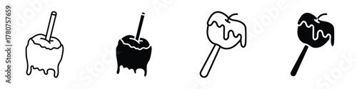 Caramelized appsle icon in linear and clipart style pack on white background.