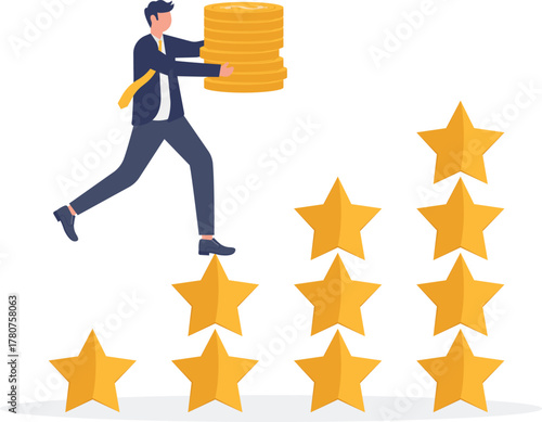 illustration of progress in improving business quality to gain profit in business
