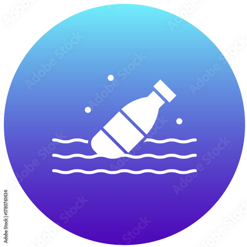 Plastic Bottle in Ocean icon vector image. Suitable for mobile apps, web apps and print media.