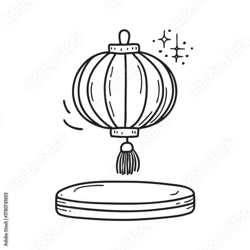 New Year lantern positioned on a parade float’s platform