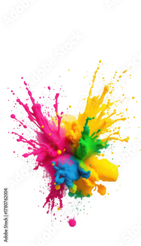 Burst of colorful paint in motion splash effect vibrant color mixing