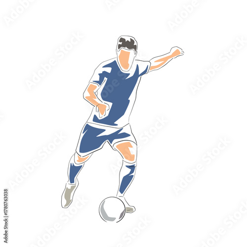 Soccer player, isolated flat design vector illustration. Football, flat design drawing