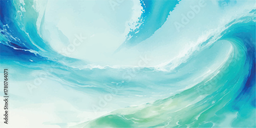 Abstract swirling water background painted in shades of blue and green creating a dynamic and fluid texture