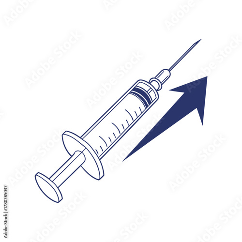 Hypodermic syringe on a clean white background used for vaccination.