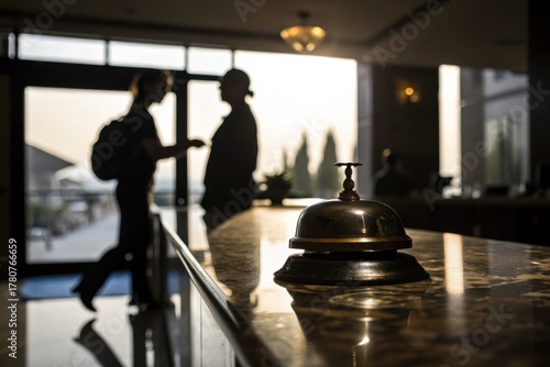 Wallpaper Mural Hotel Arrival: Bellhop and Guest at Reception Torontodigital.ca