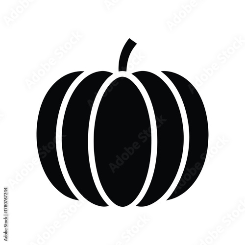 Black silhouette of a pumpkin isolated on white background