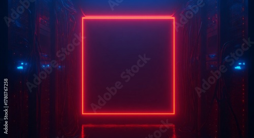 Wallpaper Mural A geometric structure with a futuristic aesthetic glows softly in a modern server room, conveying a sense of innovation and sophisticated data processing Torontodigital.ca