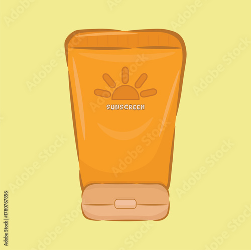 illustration of sunscreen or sunblock, skin care, maintaining healthy skin, beauty