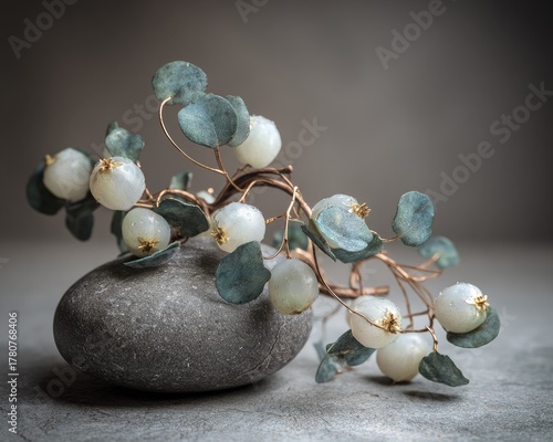 Delicate Eucalyptus Arrangement On Grey Stone