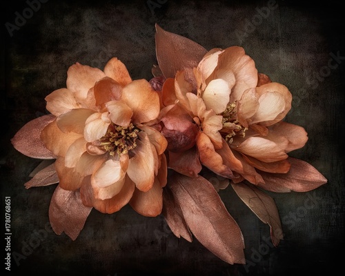 Peach Colored Flowers On Textured Background