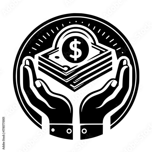 Financial Stewardship: A symbol of secure financial management, with two hands carefully cradling a stack of currency, highlighting concepts of stability and economic responsibility.
