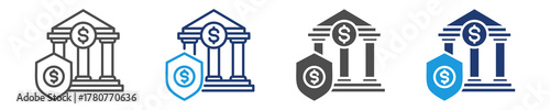 insurance bank icon set multiple style