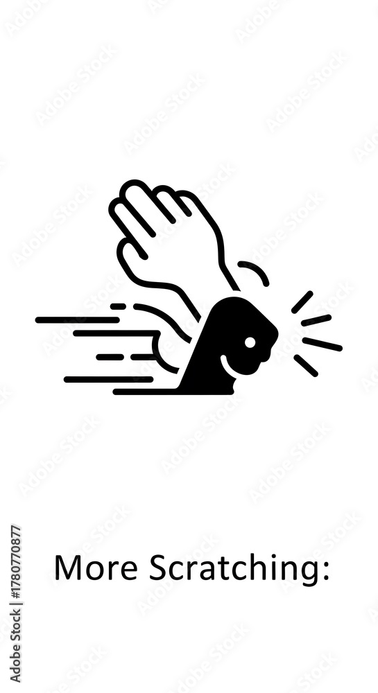 Fototapeta premium Illustration of a hand scratching an itchy arm with motion lines.