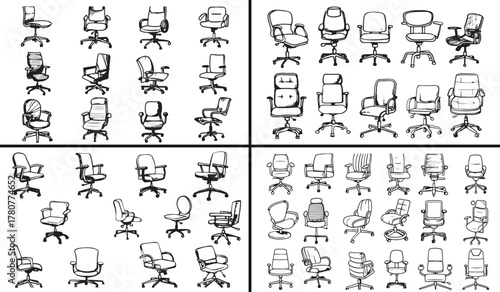 office chair illustration, furniture sketch vector, chair design doodle, workplace furniture art, modern office equipment drawing, comfortable seat vector, interior object illustration, creative chair