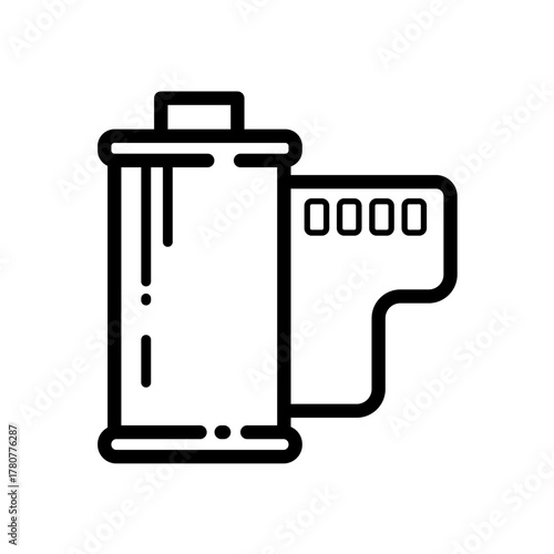 Photo film roll cartridge camera line vector icon