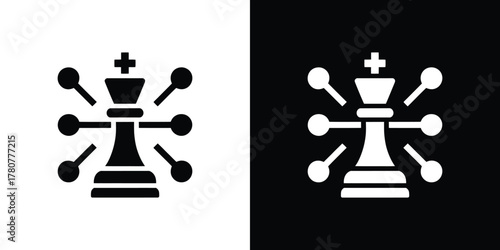 King Chess Piece Surrounded by Spheres on Transparent Background Icon