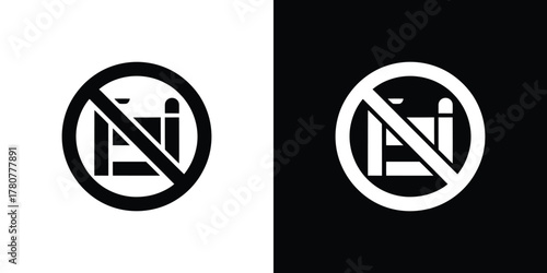 Prohibition Glyph Blocked Symbol with Line on Transparent Background