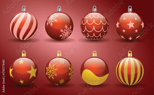 Christmas balls red white and gold
