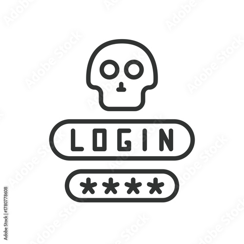 Phishing login icon in line design. phishing, login, password, hacking, malware, cybersecurity, danger on white background vector. Phishing login editable stroke icon
