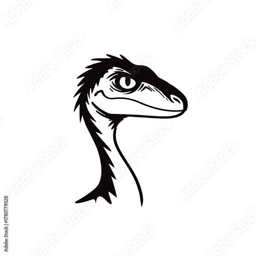 Dilophosaurus. Dilophosaurus simple black and white line art vector logo