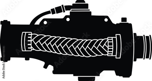 Vector Illustration of a Powerful Winch for Automotive Recovery and Towing Needs in Black and White
