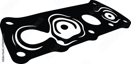 Stylized Swiss Cheese Graphic with Holes Vector Illustration in Black and White