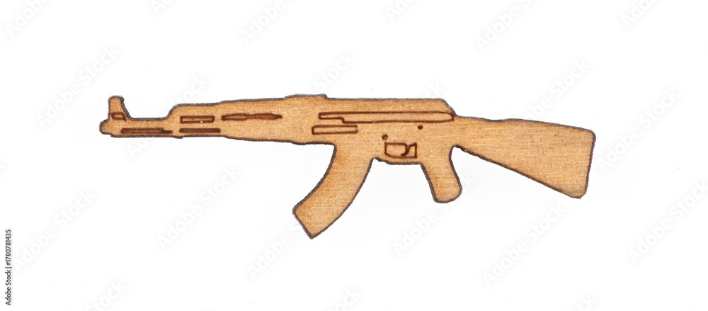 Naklejka premium Wooden Soviet military symbols isolated on white background