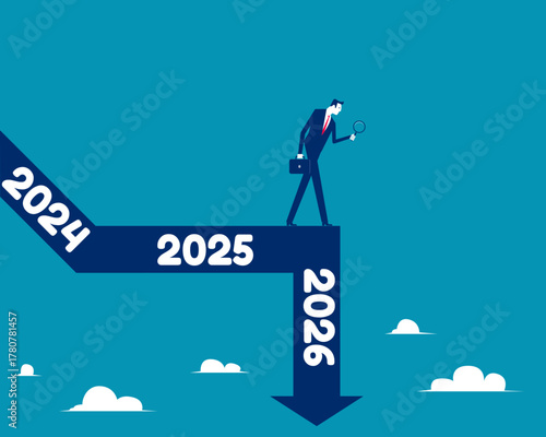 2026. Businessman finding graph on 2026