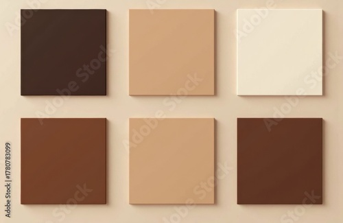 Wallpaper Mural Six square tiles in shades of brown and beige arranged in a grid on a neutral background Torontodigital.ca