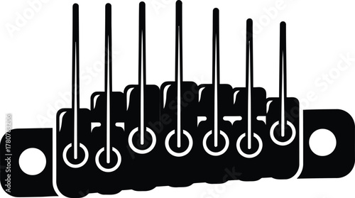 Guitar Bridge String Tuning Mechanism Musical Instrument Component Detailed View Illustration