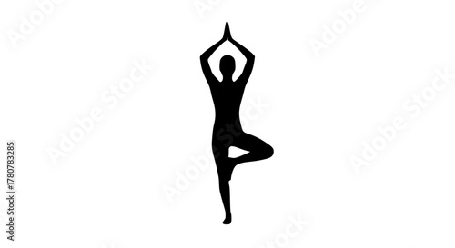 Standing yoga balance black white icon