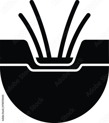 Electrical wires coming out of a conduit underground with a schematic representation for illustrations and technology